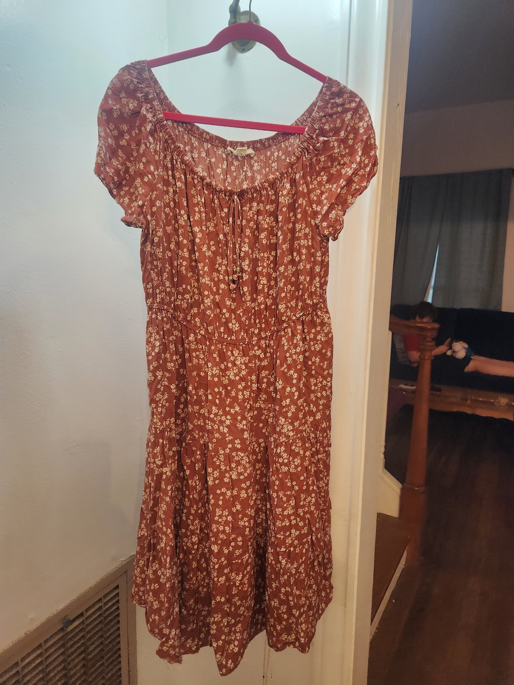 indigo soul Rust Floral Midi Dress